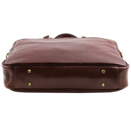 Leather laptop briefcase with front pocket- Urban  